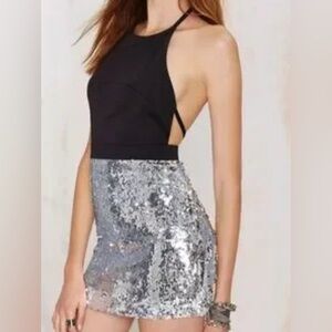 NASTY GAL Halter Black and Sequin Night Mini Dress NWT - Small